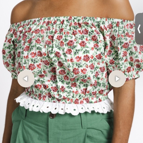 NEW WOMENS BATSHEVA MEDIUM Floral Off-Shoulder Top - Picture 10 of 13